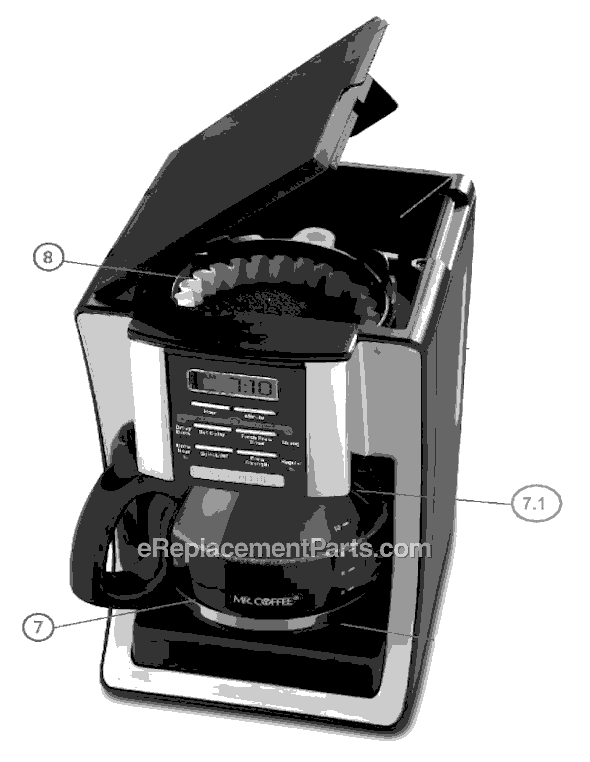 Page A Diagram and Parts List for BVMC-SJX33GT  Mr Coffee Coffee Maker